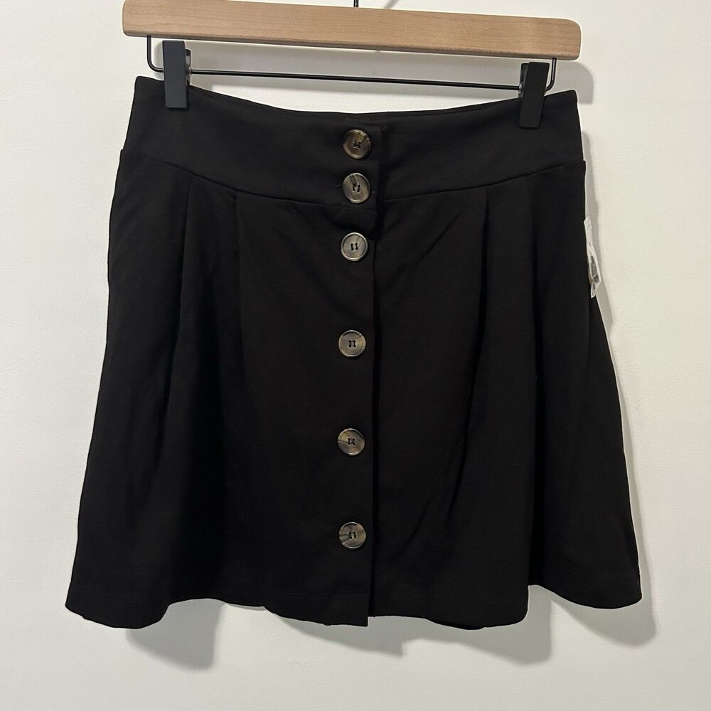 ModCloth A-Line Skirt Womens Small Black Button Front City Capsule Whimsigoth
